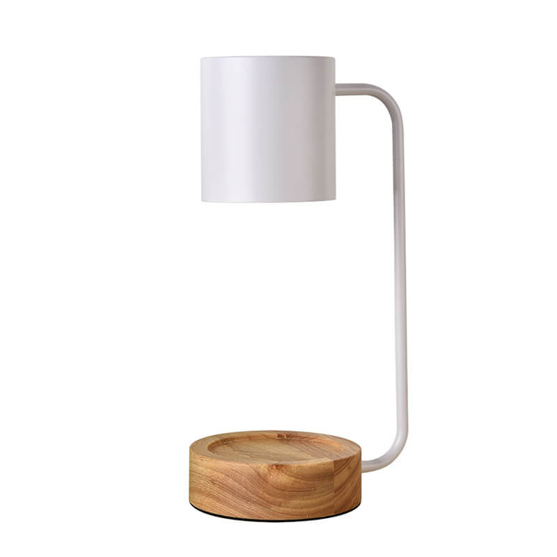 Lámpara de mesa calentadora de velas con base de madera minimalista japonesa y luz regulable