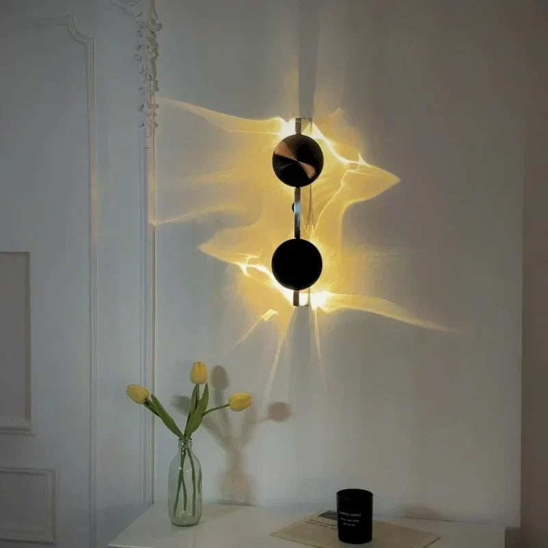 Luz de pared de aluminio y acero inoxidable, giratoria, con proyección de ondas