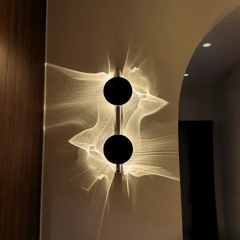 Luz de pared de aluminio y acero inoxidable, giratoria, con proyección de ondas