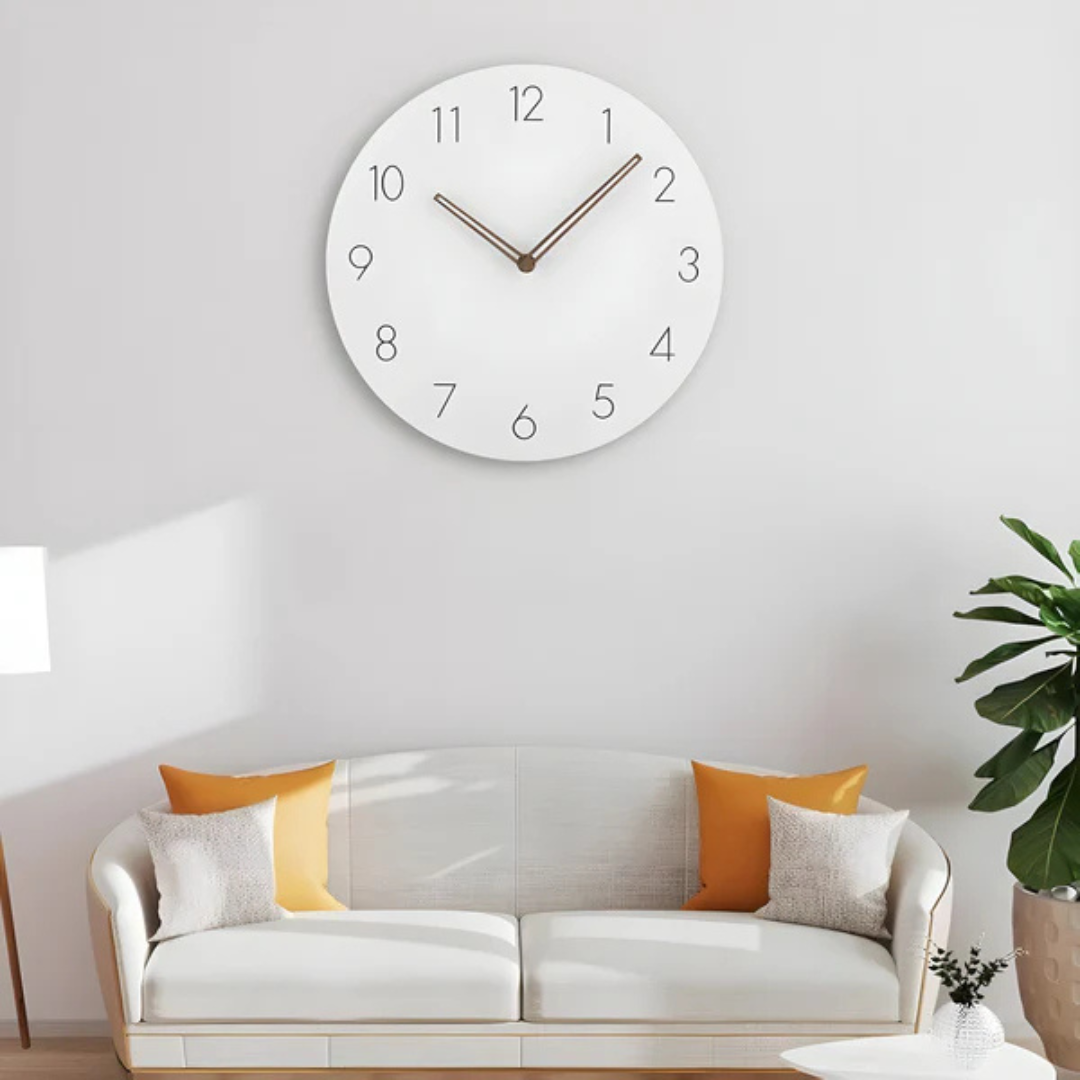 Reloj de pared redondo escandinavo minimalista de madera y silencioso