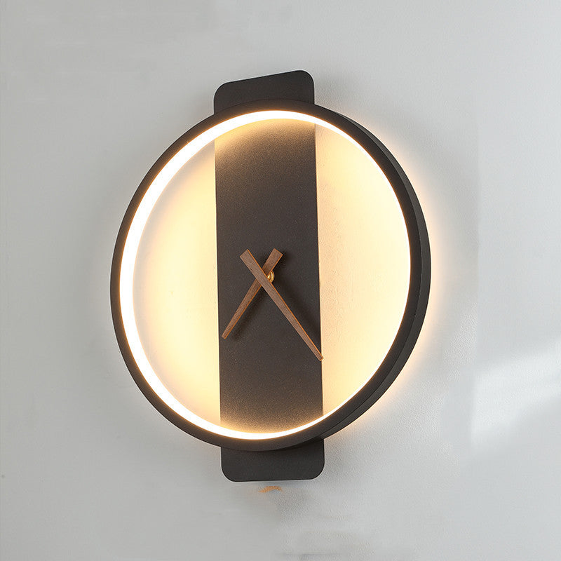 Reloj de acrílico nórdico minimalista y luz de pared para mesita de noche