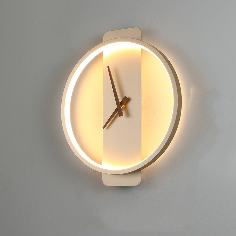 Reloj de acrílico nórdico minimalista y luz de pared para mesita de noche