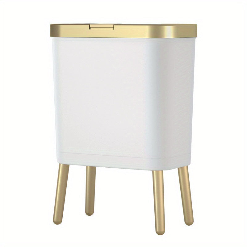 Papelera rectangular delgada y elevada con tapa abatible