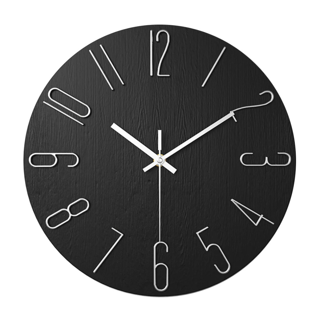 Reloj de pared minimalista escandinavo de cuarzo silencioso con detalles dorados