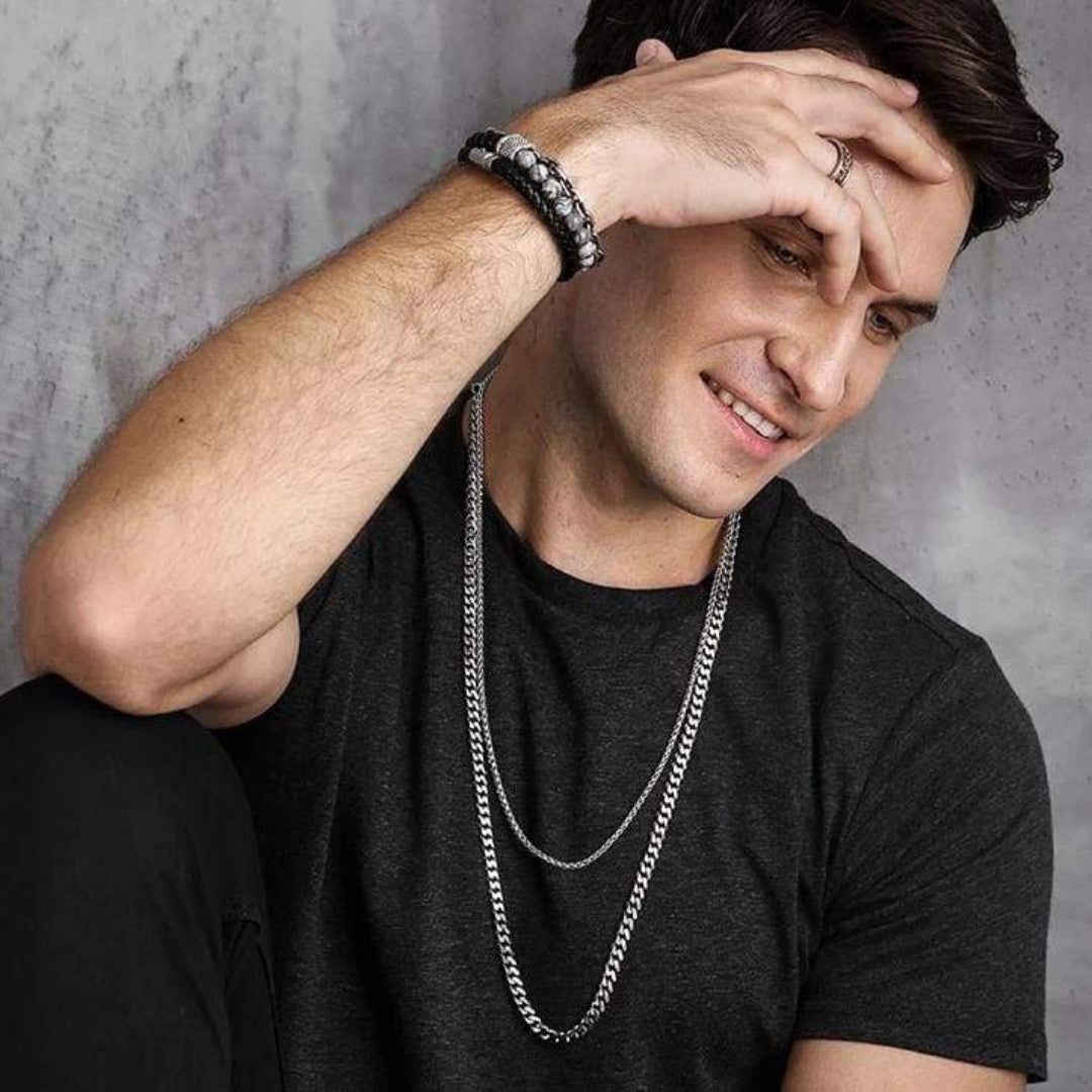Pulsera protectora de hombre con cuentas de piedra de jaspe natural