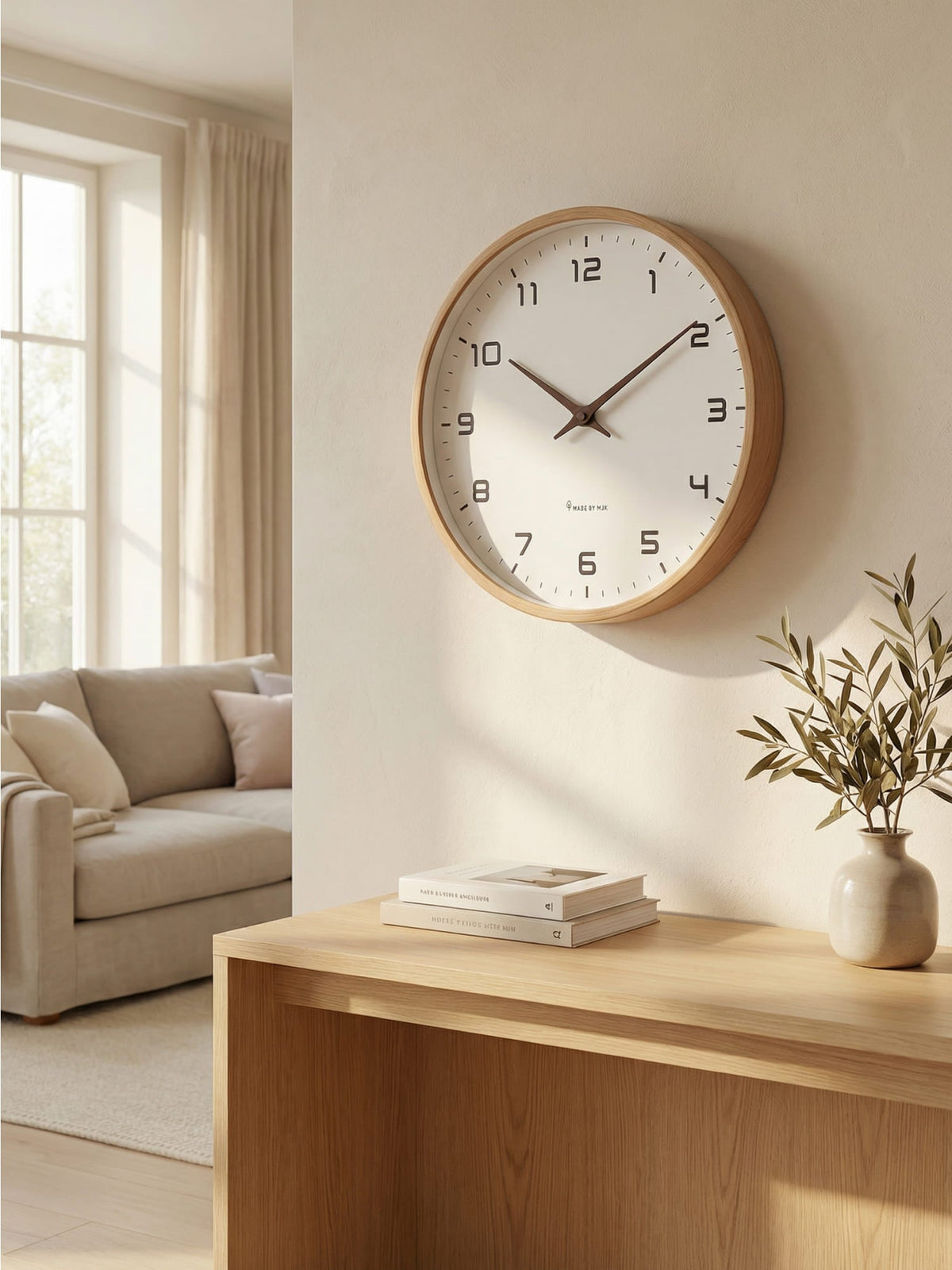 Reloj de pared cuadrado nórdico de madera maciza y silencioso
