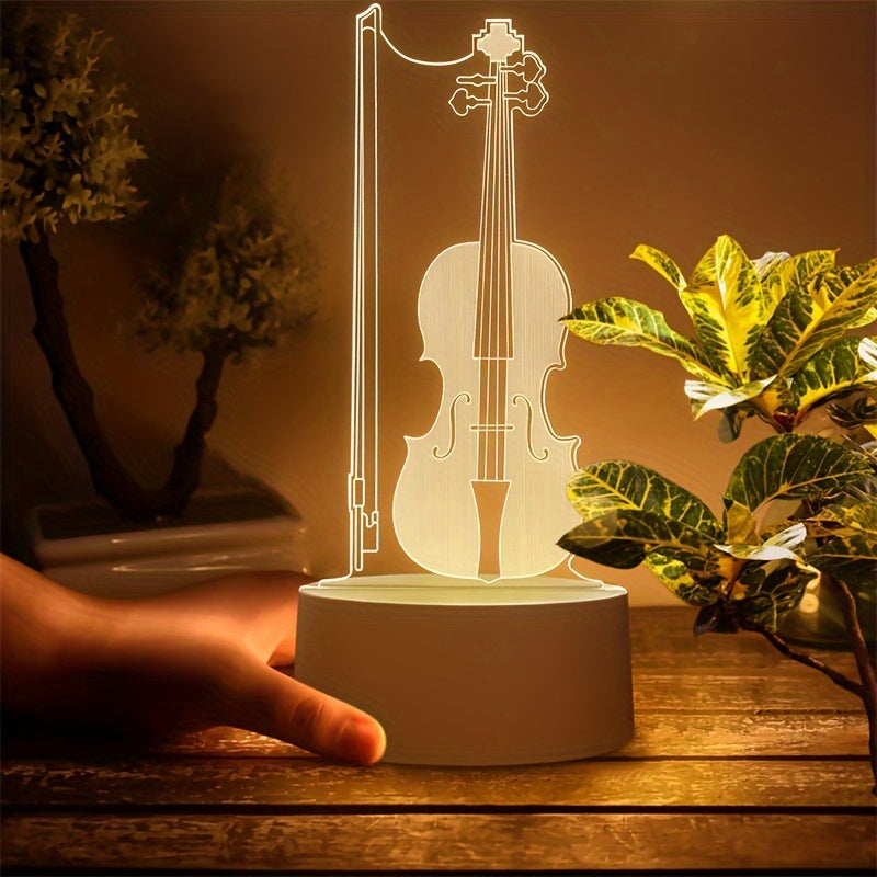 Lámpara de mesa acrílica con diseño de ilusión de violonchelo en 3D y USB