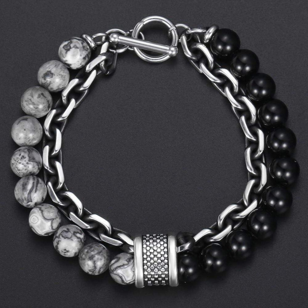 Pulsera protectora de hombre con cuentas de piedra de jaspe natural