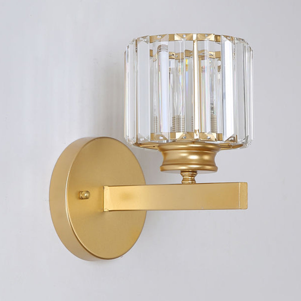 Lámpara de pared moderna de hierro con panel de cristal facetado