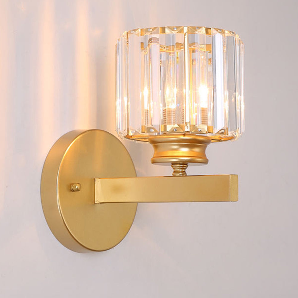 Lámpara de pared moderna de hierro con panel de cristal facetado