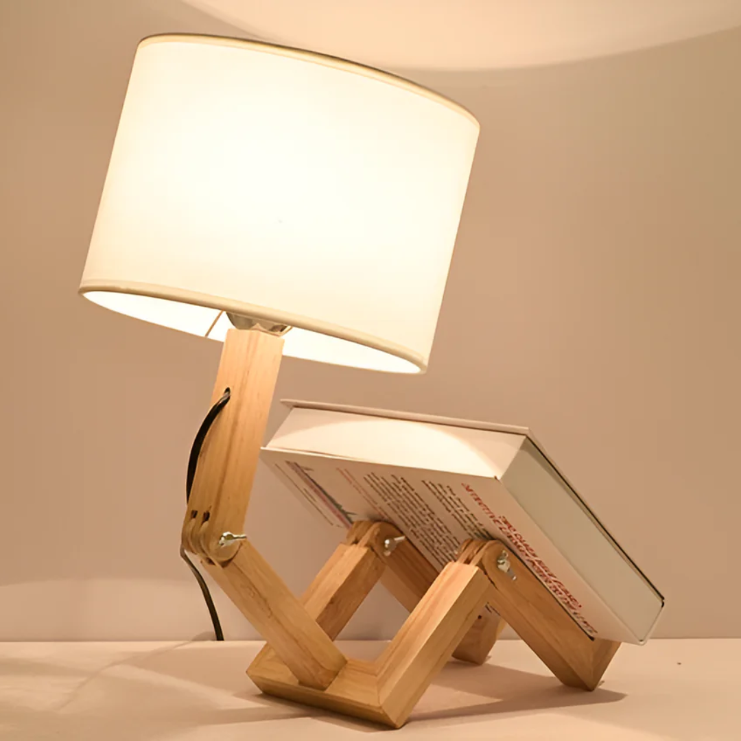Lámpara de mesa nórdica de madera maciza ajustable y orientable