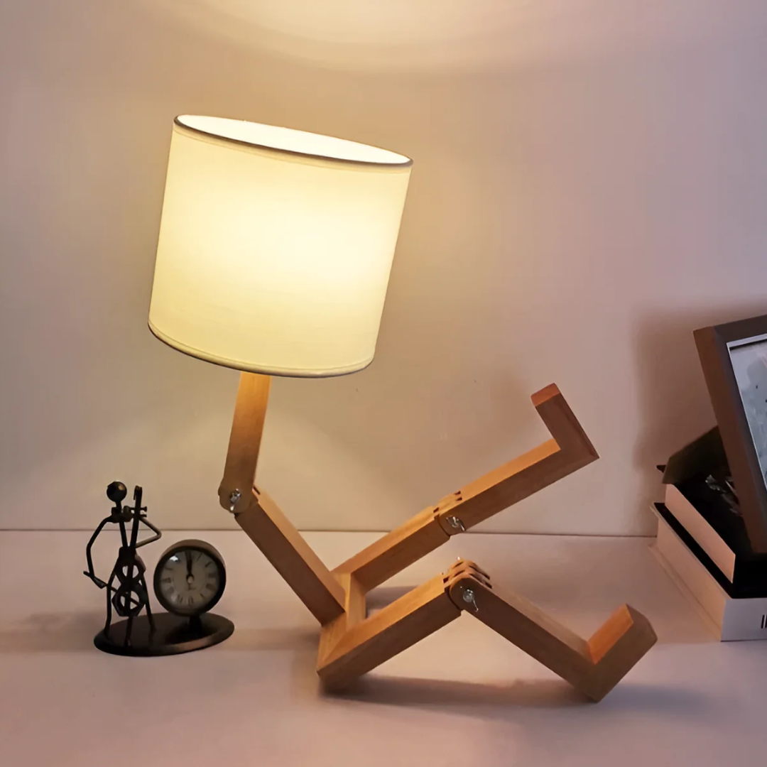 Lámpara de mesa nórdica de madera maciza ajustable y orientable