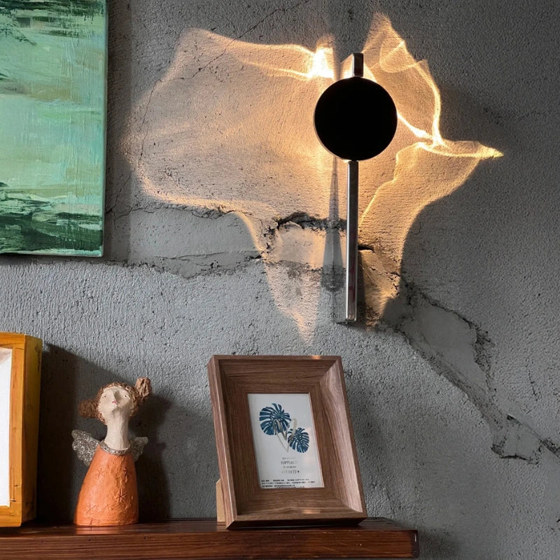 Luz de pared de aluminio y acero inoxidable, giratoria, con proyección de ondas