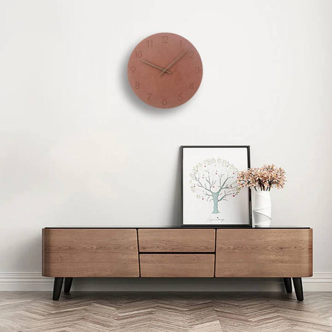 Reloj de pared redondo escandinavo minimalista de madera y silencioso