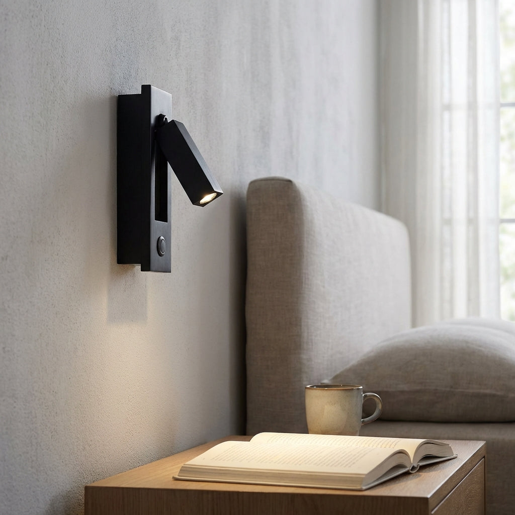 Lámpara de lectura de pared plegable y delgada con brazo pivotante ajustable