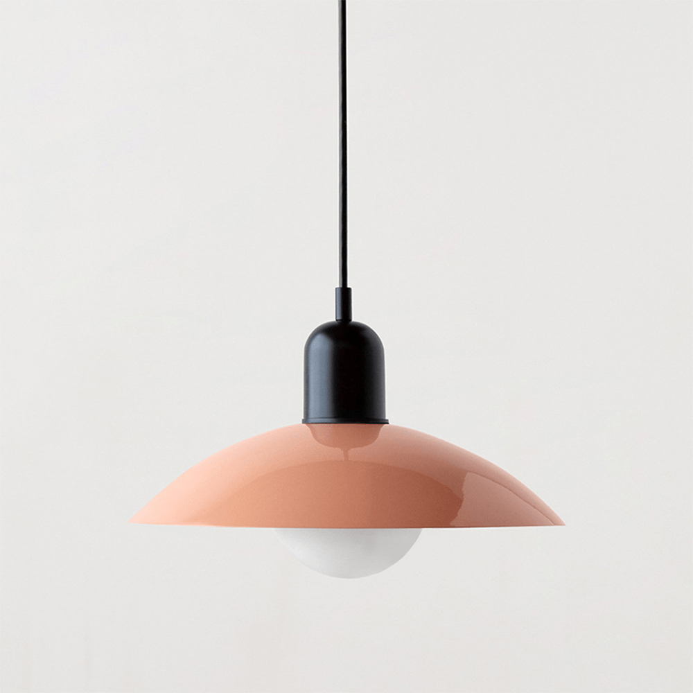 Lámpara colgante ajustable de hierro esmaltado con cúpula geométrica Bauhaus