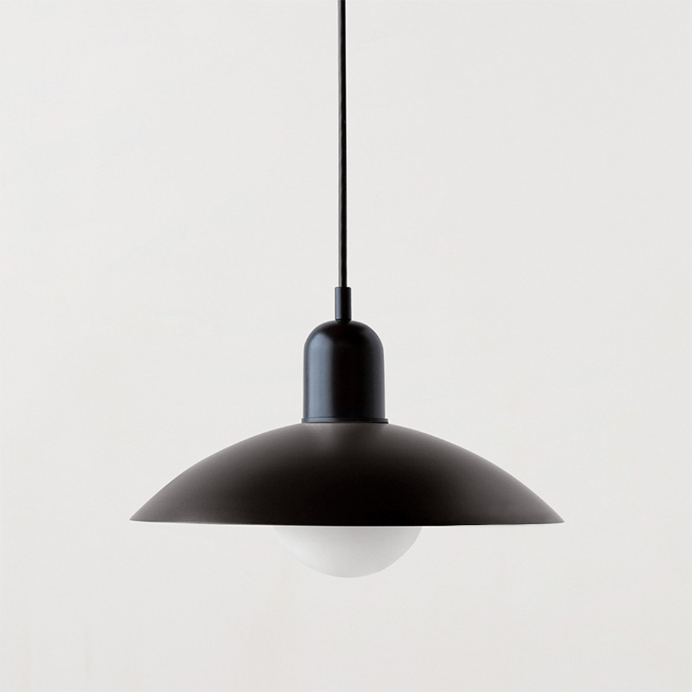 Lámpara colgante ajustable de hierro esmaltado con cúpula geométrica Bauhaus