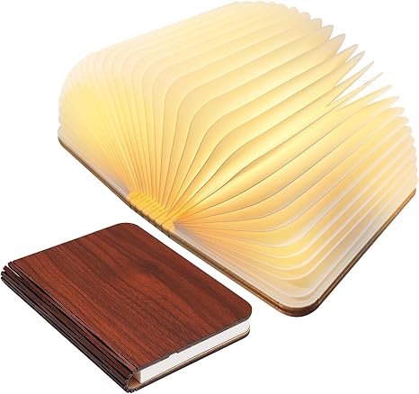 Lámpara de mesa escultural con forma de libro abierto, recargable y con sensor táctil