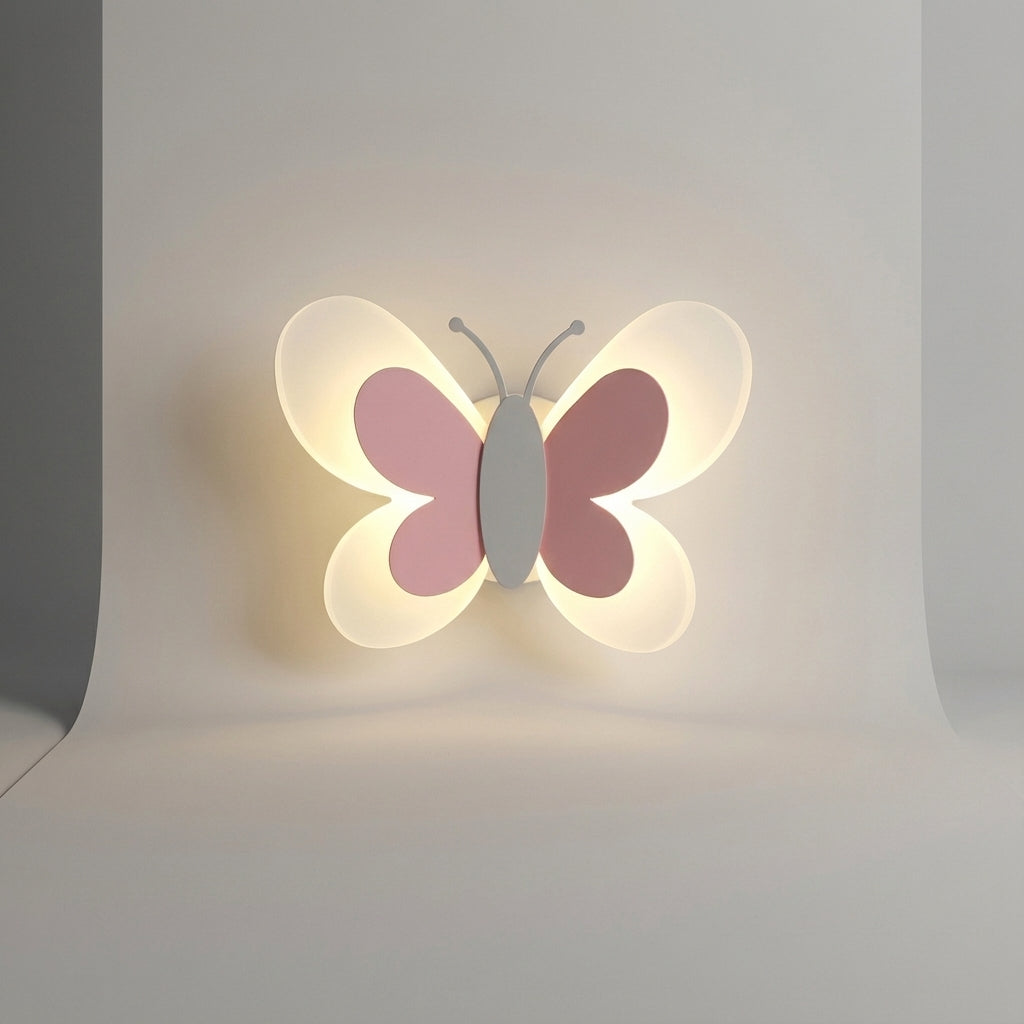 Lámpara de pared de acrílico montada con silueta de mariposa divertida