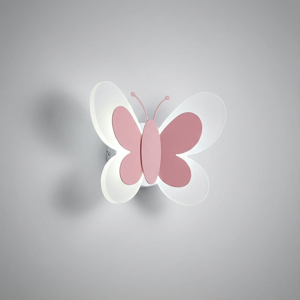 Lámpara de pared de acrílico montada con silueta de mariposa divertida