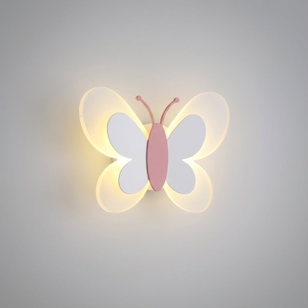 Lámpara de pared de acrílico montada con silueta de mariposa divertida