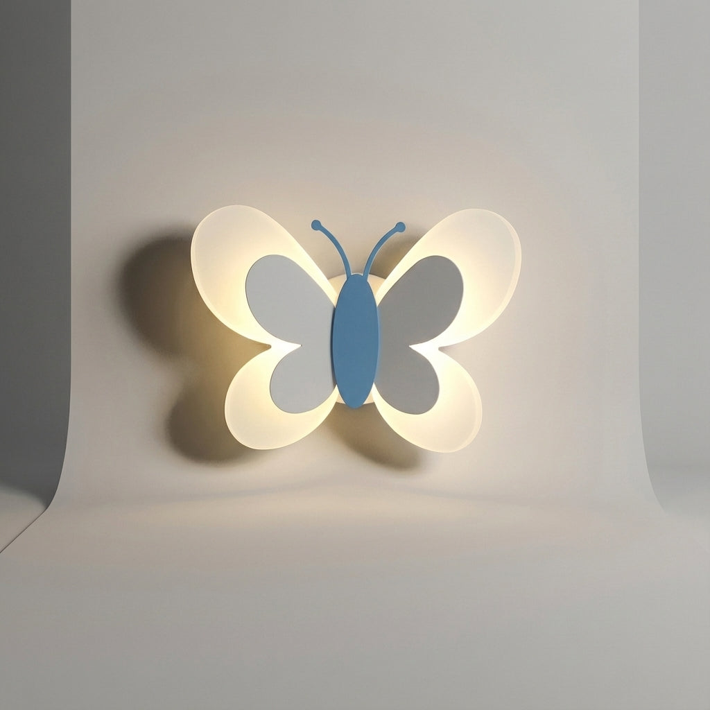 Lámpara de pared de acrílico montada con silueta de mariposa divertida