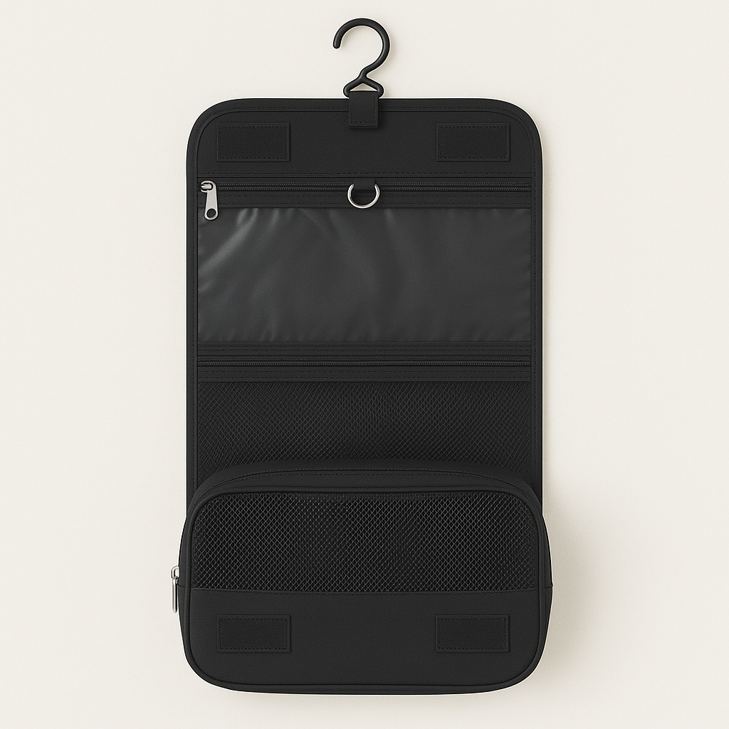 Neceser de viaje compacto, impermeable, transparente y con varios compartimentos