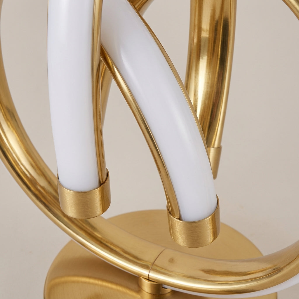 Lámpara de mesa decorativa escultural de aluminio y acrílico con bucle curvado