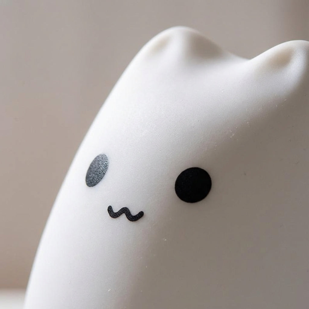 Lámpara de mesa y luz nocturna con forma de gato, silicona suave, batería recargable y control táctil