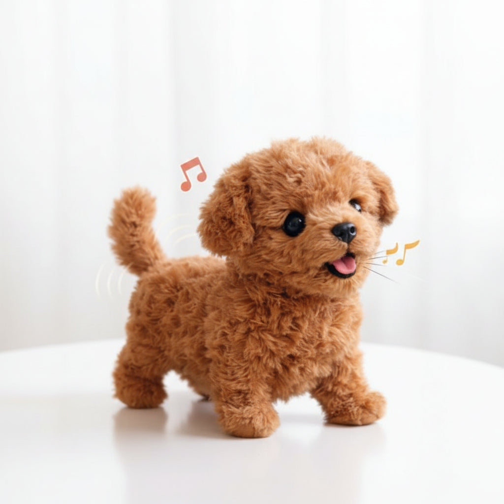 Juguete de perro de peluche suave y realista que responde al tacto, camina y ladra
