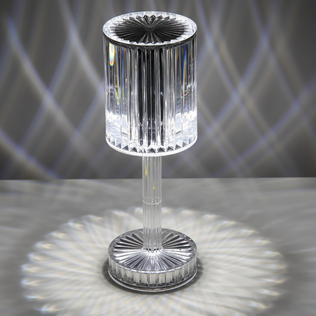 Lámpara de mesa regulable con control táctil y pantalla de cristal de doble capa