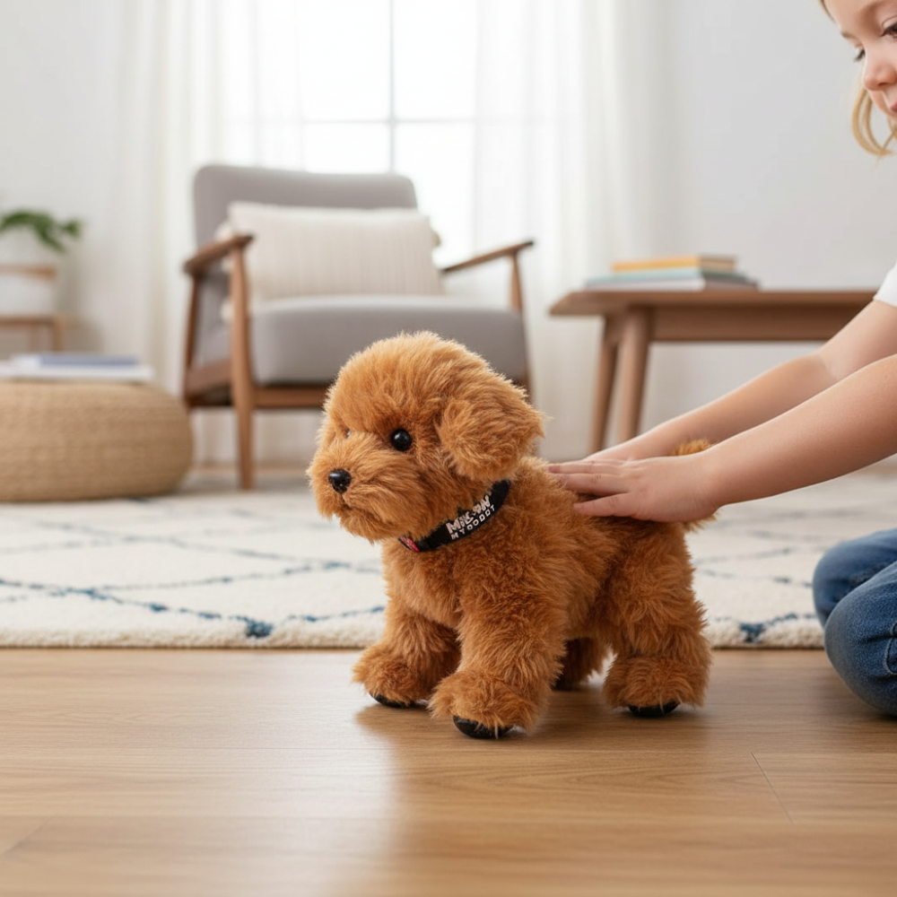 Juguete electrónico interactivo para mascotas con cachorro realista que camina y ladra