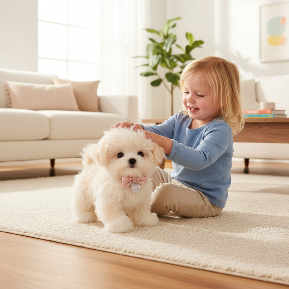 Juguete electrónico interactivo para mascotas con cachorro realista que camina y ladra