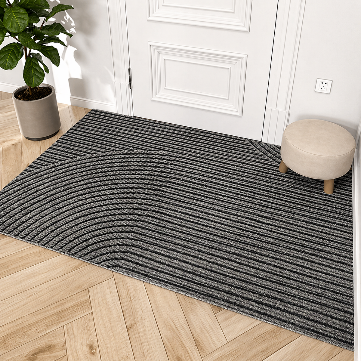 Alfombrilla escandinava texturizada antideslizante que atrapa la suciedad para la entrada
