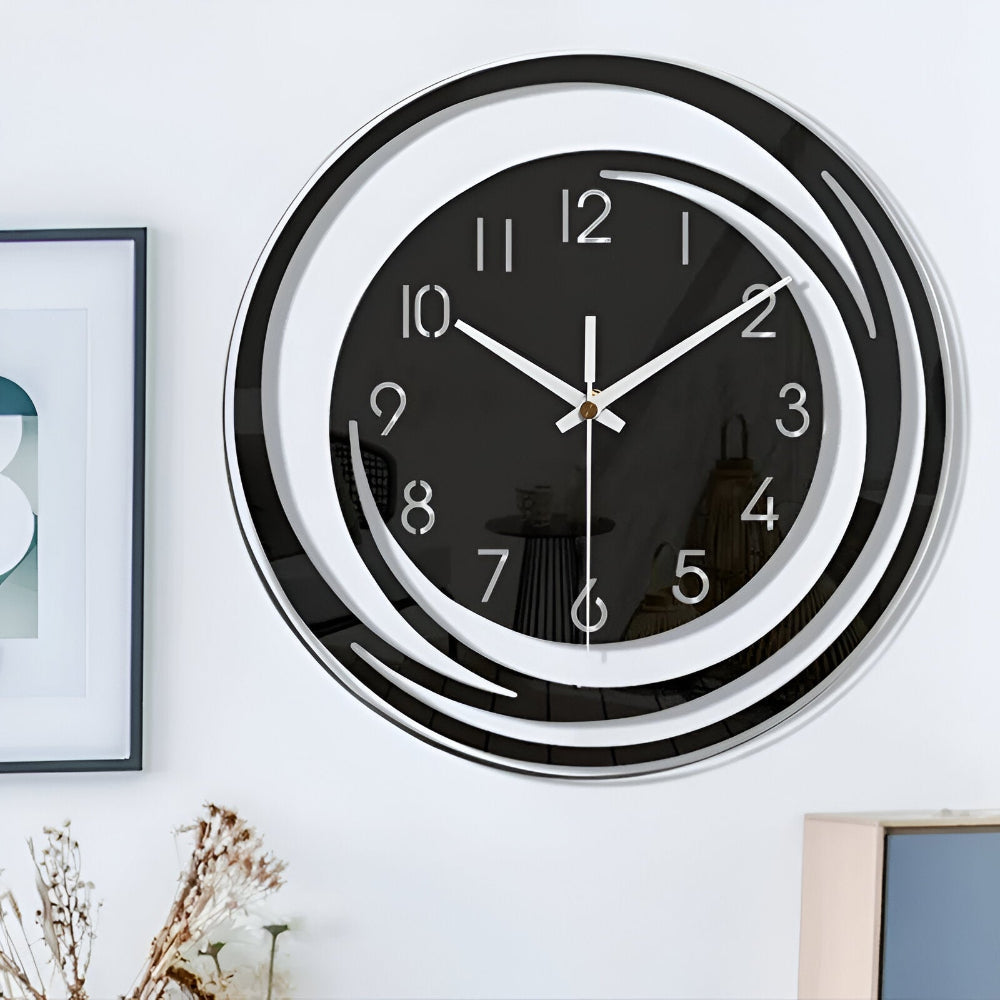 Reloj de pared silencioso escandinavo minimalista de acrílico con círculos superpuestos