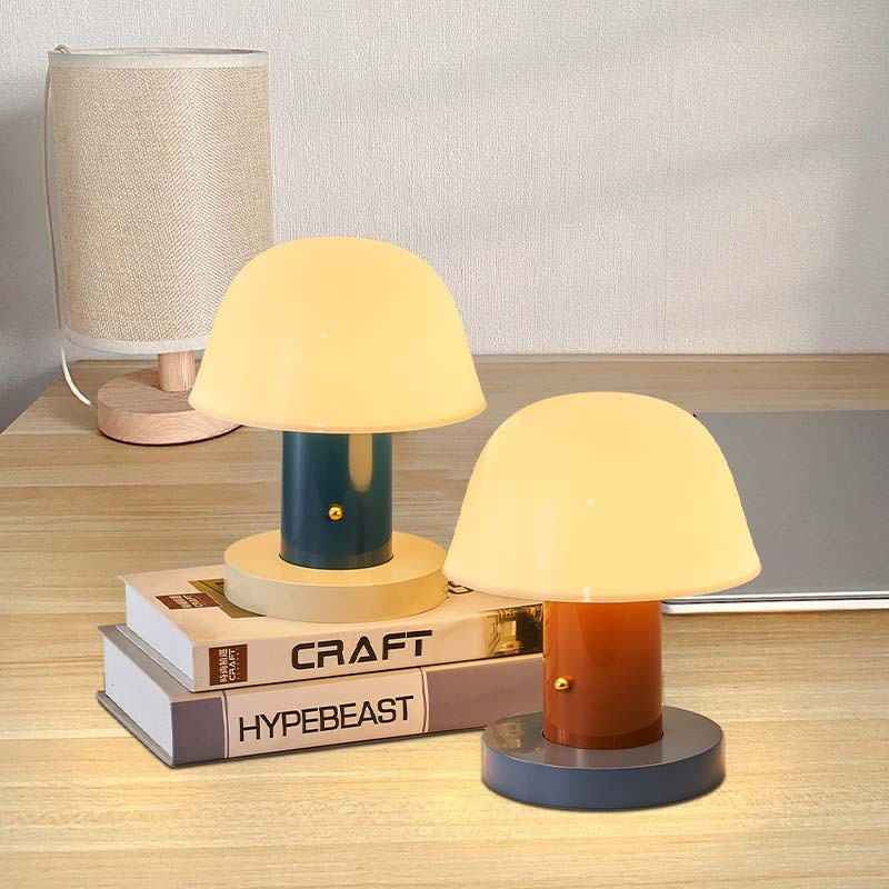 Lámpara de mesa escultural con forma de champiñón, recargable, táctil, regulable e inalámbrica