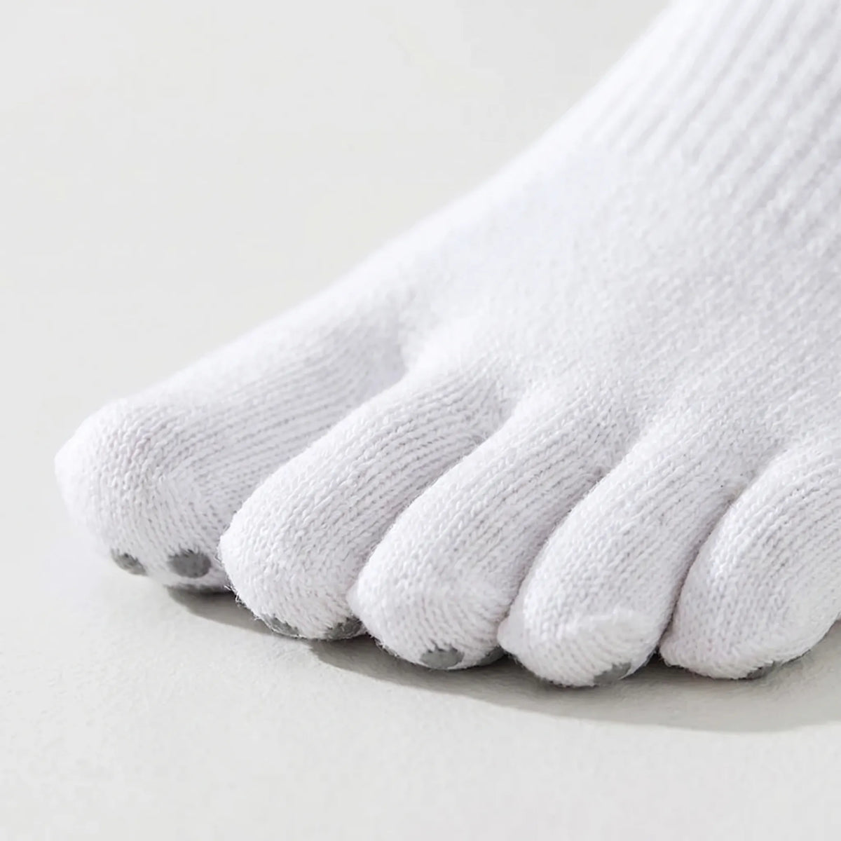Calcetines de yoga de cinco dedos, bajos, con puño acanalado y agarre punteado