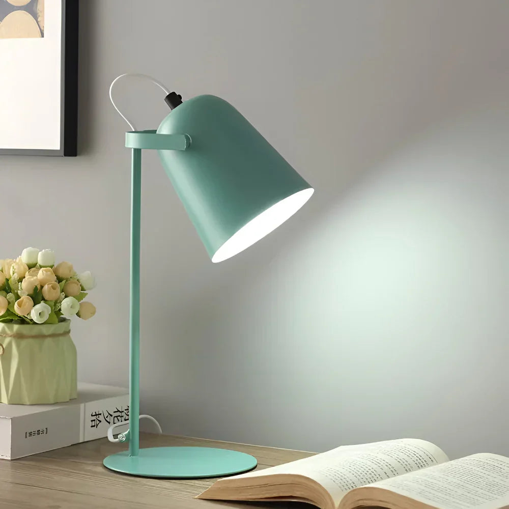 Lámpara de mesa de escritorio con pantalla metálica giratoria, ajustable y respetuosa con la vista
