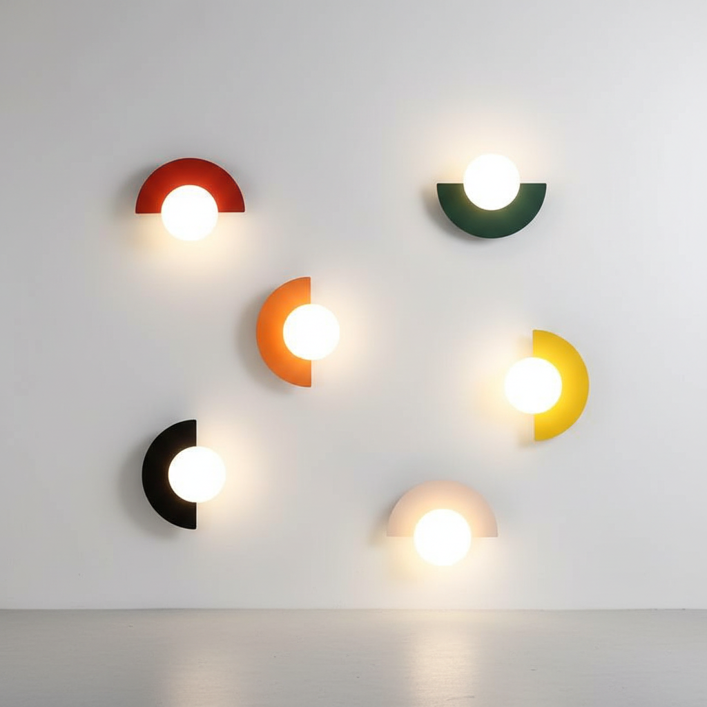 Lámpara de pared semicircular minimalista de hierro con interruptor táctil