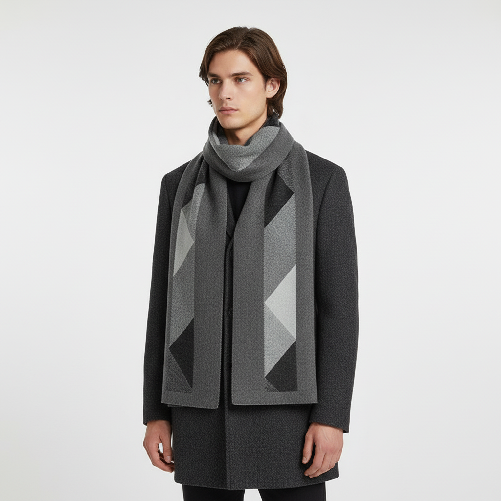 Bufanda de hombre larga, estrecha, suave y estampada
