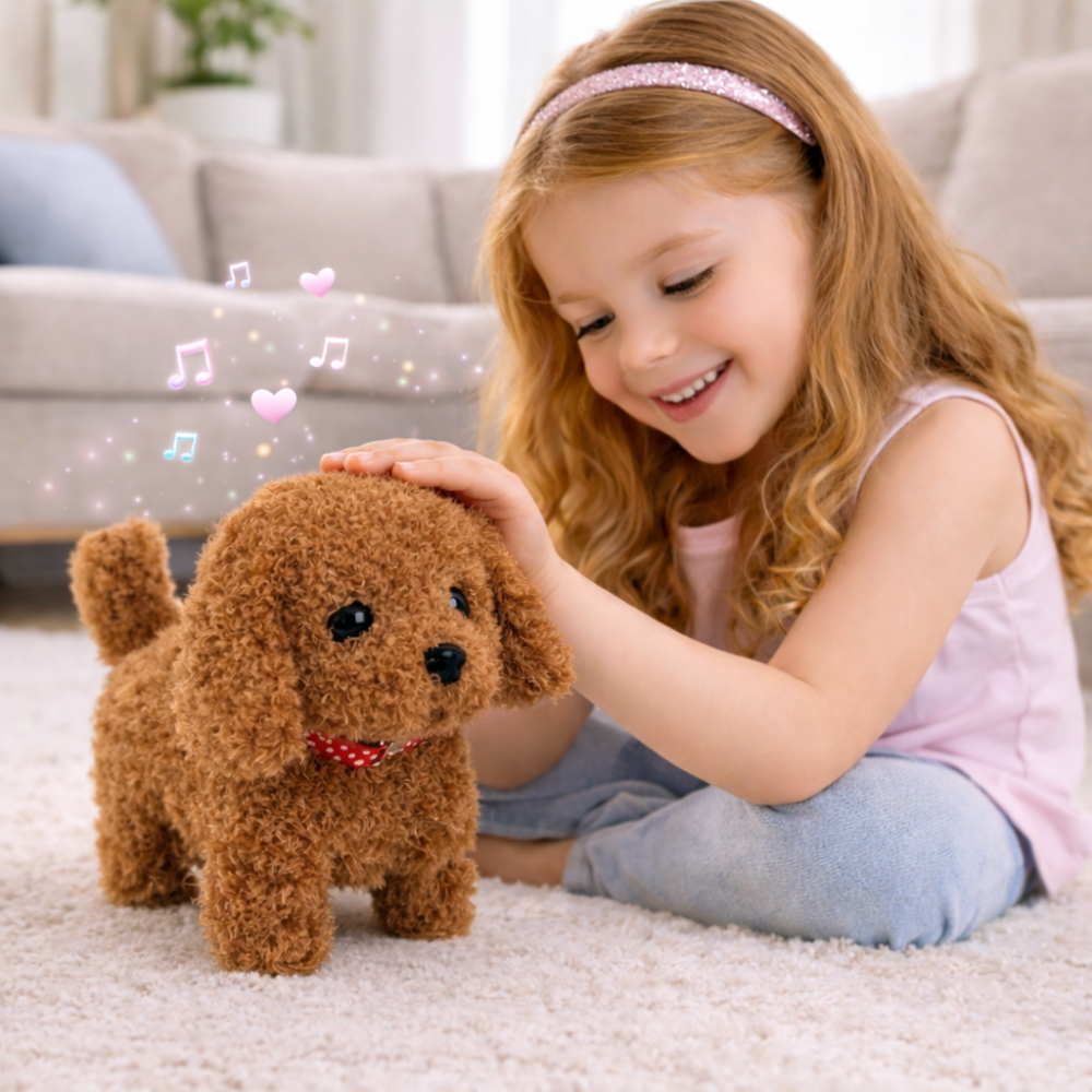 Juguete interactivo de perro cachorro de peluche realista, que camina y responde al tacto