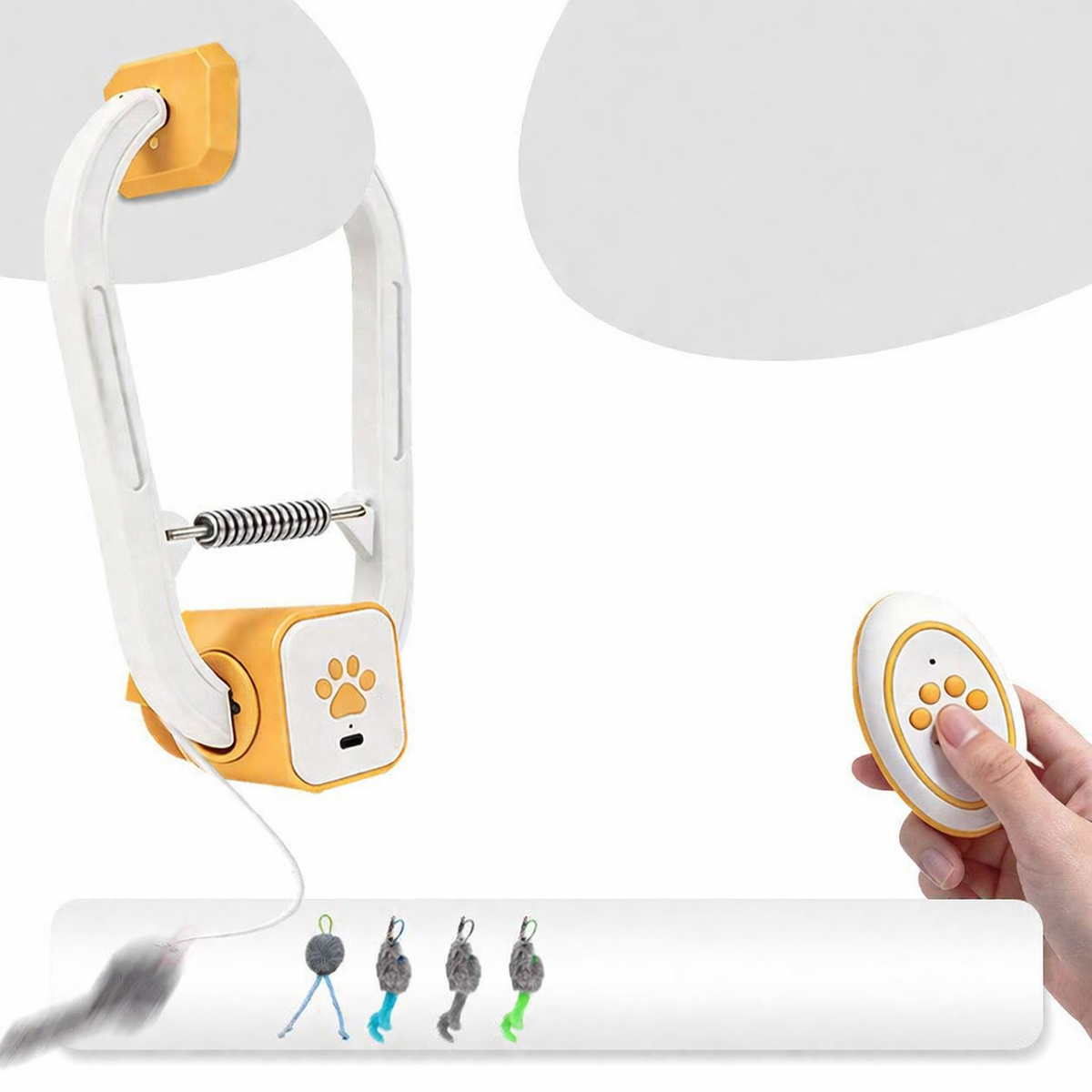 Juguete automático para gatos con señuelo colgante para puerta y cuerda retráctil