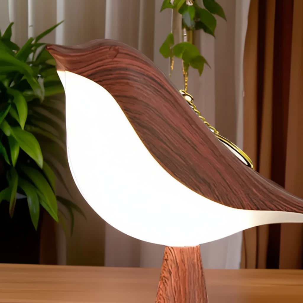 Lámpara de mesa escultórica con forma de pájaro, recargable, táctil y regulable