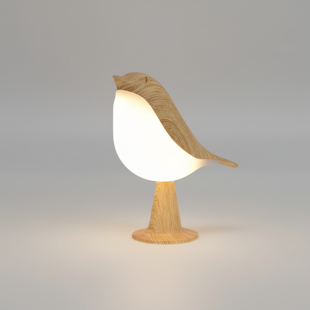 Lámpara de mesa escultórica con forma de pájaro, recargable, táctil y regulable