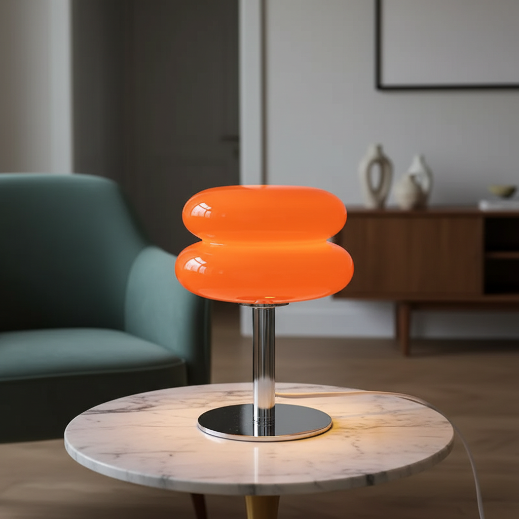 Lámpara de mesa compacta inspirada en la Bauhaus, regulable, recargable y sin cable