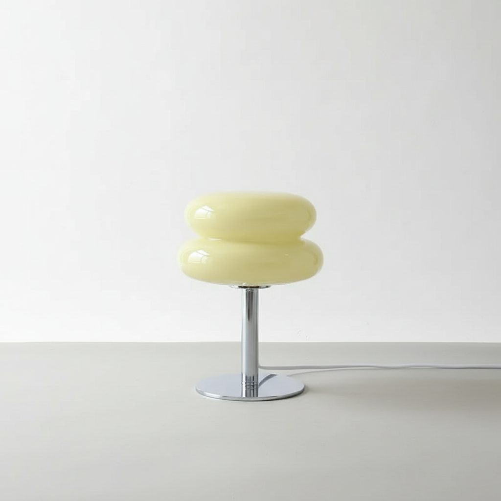 Lámpara de mesa compacta inspirada en la Bauhaus, regulable, recargable y sin cable