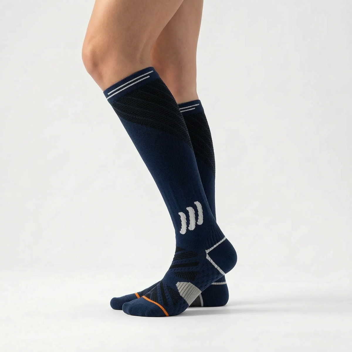Calcetines de compresión hasta la rodilla, de punto texturizado estructurado y panel acanalado