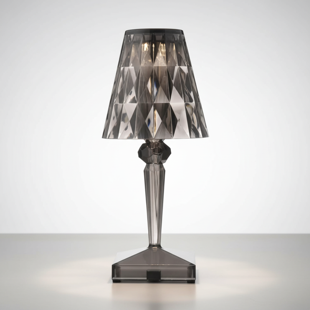 Lámpara de mesa decorativa con efecto cristalino brillante y luz cálida