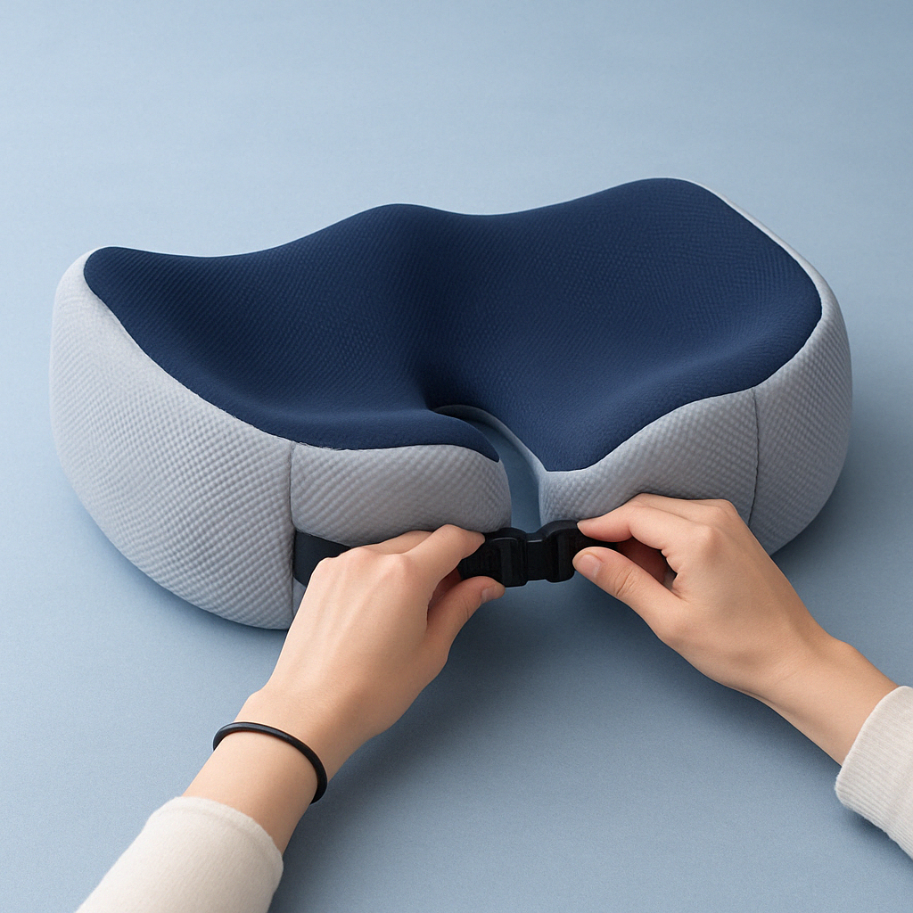 Cojín de asiento ortopédico ergonómico de espuma viscoelástica con soporte ajustable