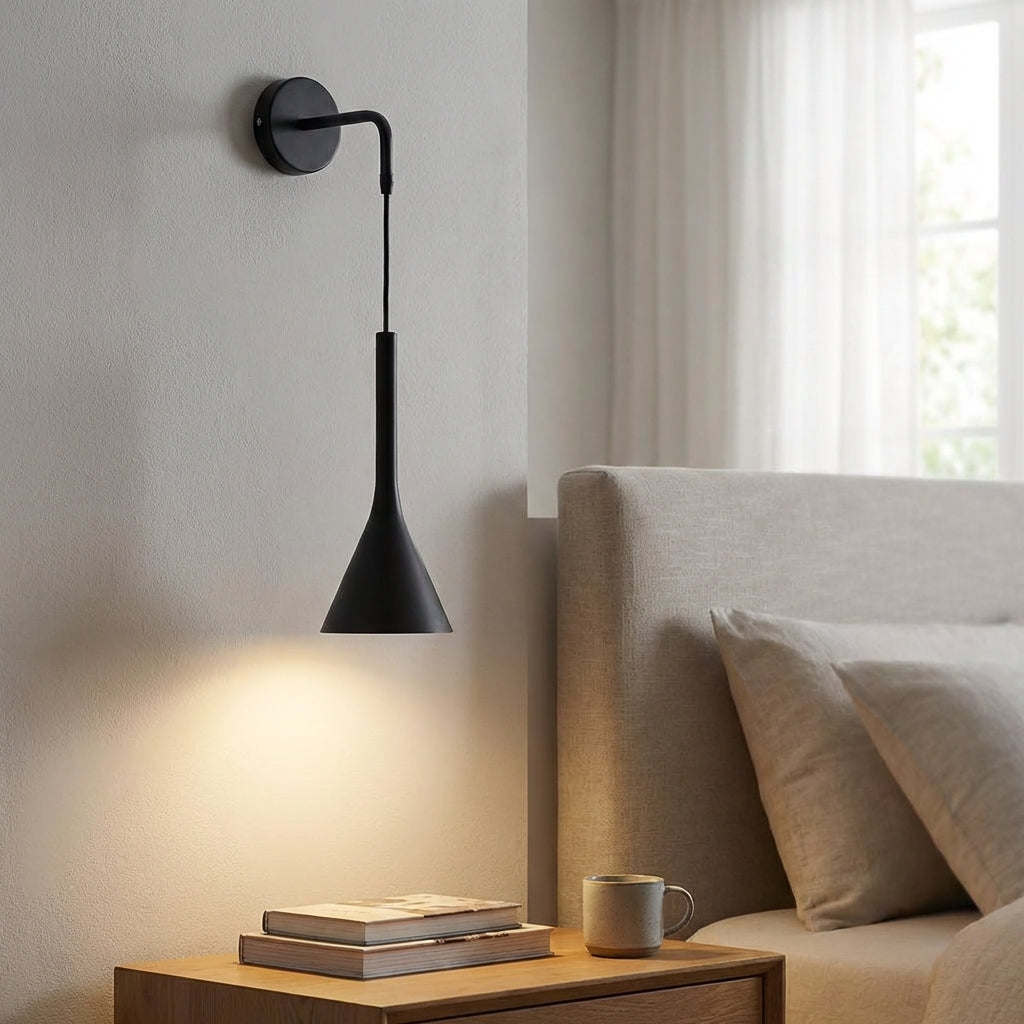 Lámpara de pared minimalista escandinava de resina y aluminio con cable ajustable